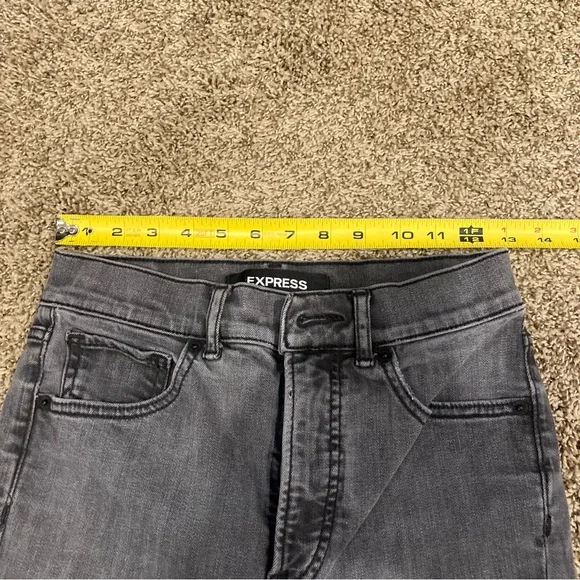 Y2K Express Faded Black Frayed Hem Mom Jeans Size 0 Super High Rise - Picture 14 of 15